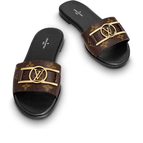 louis vuitton lock it flat mules|louis vuitton fuzzy slides.